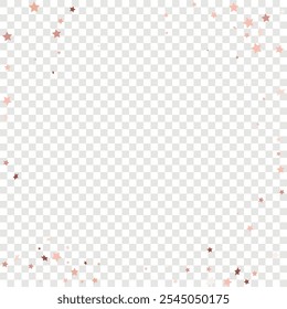 Star Sequin Confetti on Transparent Background. Voucher Gift Card Template. Isolated Flat Birthday Card. Golden Stars Banner. Vector Gold Glitter. Falling Particles on Floor. Christmas Party Frame.