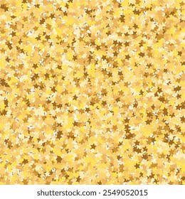 Star Sequin Confetti on Transparent Background. Christmas Party Frame. Isolated Flat Birthday Card. Golden Stars Banner. Voucher Gift Card Template. Vector Gold Glitter. Falling Particles on Floor.