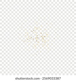 Star Sequin Confetti on Transparent Background. Christmas Party Frame. Isolated Flat Birthday Card. Golden Stars Banner. Vector Gold Glitter. Falling Particles on Floor. Voucher Gift Card Template.