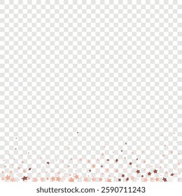 Star Sequin Confetti on Transparent Background. Vector Gold Glitter. Falling Particles on Floor. Christmas Party Frame. Voucher Gift Card Template. Isolated Flat Birthday Card. Golden Stars Banner.