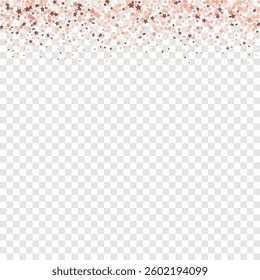 Star Sequin Confetti on Transparent Background. Isolated Flat Birthday Card. Golden Stars Banner. Vector Gold Glitter. Falling Particles on Floor. Christmas Party Frame. Voucher Gift Card Template.