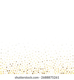Star Sequin Confetti on White Background. Isolated Flat Birthday Card. Golden Stars Banner. Voucher Gift Card Template. Christmas Party Frame. Vector Gold Glitter. Falling Particles on Floor.