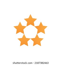 Star series vector, vector of five stars of glossy orange color. Great for decorations, icons, symbols.