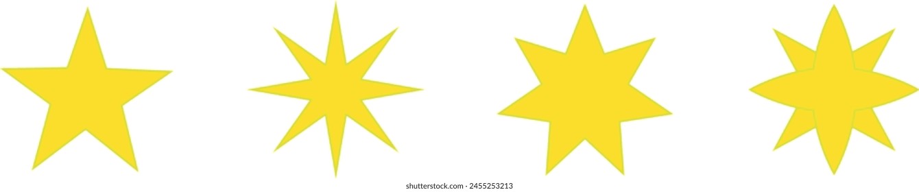 Gelb funkelt Sternenlinie Illustration Vektorgrafik. Sterne funkeln Symbol, Dekoration funkeln, glänzender Blitz. Glühende Lichteffektsterne