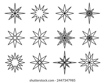 star set star of david shuriken new year logo icons element figure outline line art doodle line sharp ninja japan assortments accessories design icons web space galaxy astrology science 