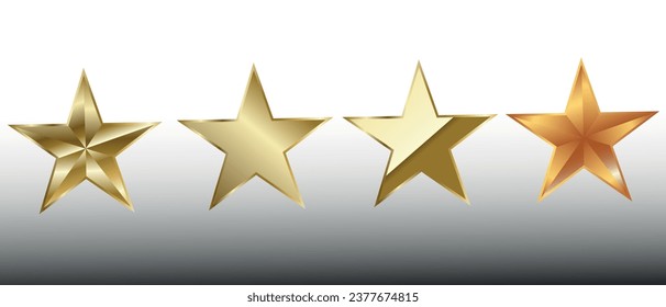 Star. Set of gold stars in golden style. Vector illustration.