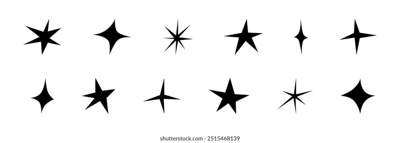 Conjunto de estrellas. Símbolos dibujados a mano del Vector de la estrella del doodle