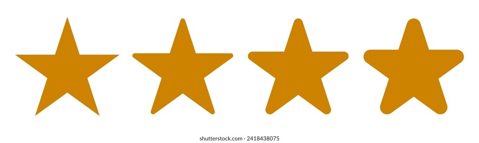 Star set icon, different star shapes from sharp to rounded icon collection, stars sparkles signs – vector