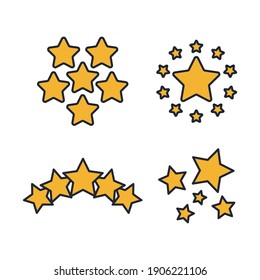 iconos de conjunto de estrellas. Estrella brillante. Resumen Ilustración vectorial del símbolo Falling Star