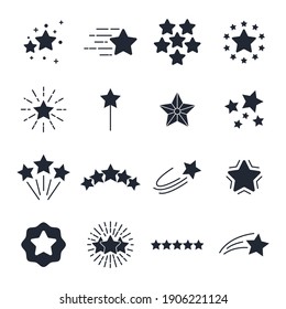 Star Set Icons. Shining Star. Abstract Falling Star Symbol Vector Illustration