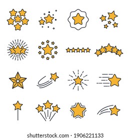 star set icons. Shining star. Abstract Falling Star symbol vector illustration