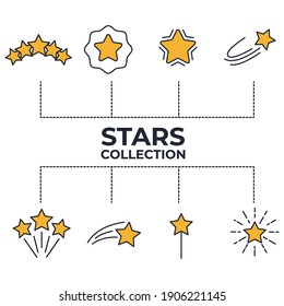star set icons. Shining star. Abstract Falling Star symbol vector illustration
