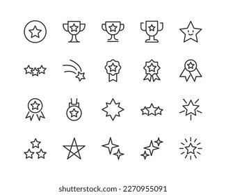 star set of simple line icons. Collection of web icons for UIUX design. Editable vector stroke 24x24 Pixel Perfect