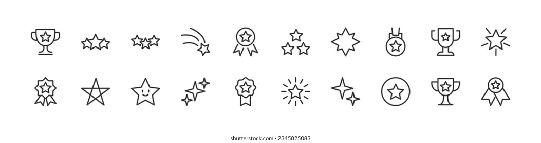 star set of simple line icons. Collection of web icons for UIUX design. Editable vector stroke 24x24 Pixel Perfect