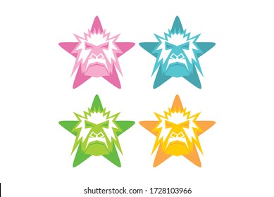 star set of vector gorilla heads, and four color choices