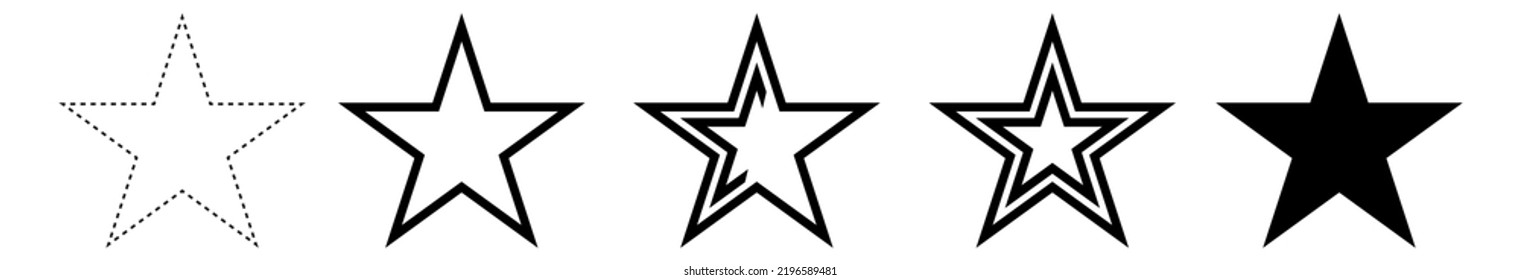 Star set for web and app design. Black star set on background.