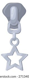 Cierre de costura estrella. Icono de dibujos animados de tirador de cremallera