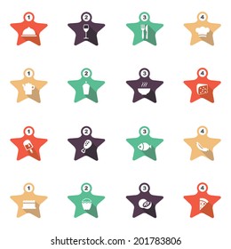 Star shadow Food and drink button and icon set