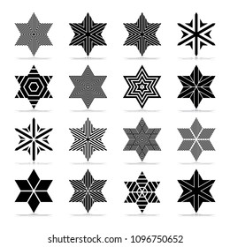 Forma de estrella. Resumen de los iconos geométricos establecidos. Arte vectorial.