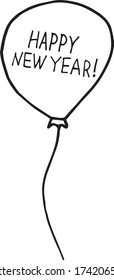 star shape balloon and lettering happy birthday hand drawn in doodle style. vector scandinavian monochrome minimalism. single element for card, poster, sticker, invitation holiday celebration decor