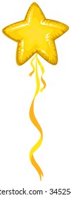 Star shape balloon in yellow color illustration