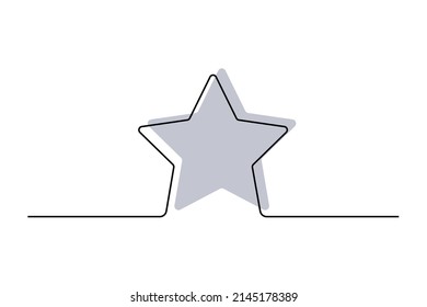 Star shape black line icon for clients good review vector illustration. Continious lineart with grey color, design for online feedback on product, job or film in social media isolated on white