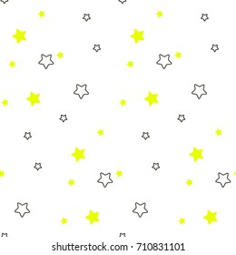Star shape black and white seamless kid vector pattern. Simple geometric repeating background ornament.