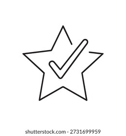 Forma de estrella con ilustración de icono de marca de verificación en estilo minimalista
