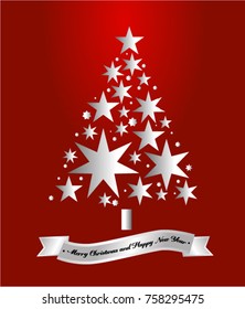 	
Star shape Christmas tree. Luxury Elegant Merry Christmas and happy new year Poster Template with  ribbon. Vector.