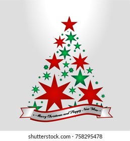 	
Star shape Christmas tree. Luxury Elegant Merry Christmas and happy new year Poster Template with  ribbon. Vector.