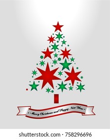 	
Star shape Christmas tree. Luxury Elegant Merry Christmas and happy new year Poster Template with  ribbon. Vector.