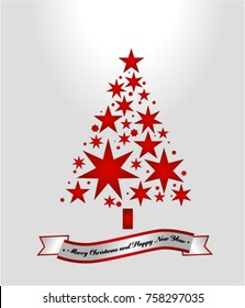 	
Star shape Christmas tree. Luxury Elegant Merry Christmas and happy new year Poster Template with  ribbon. Vector.