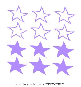 Star Shape Clipart Set, Flat Watercolor Stars Bundle, Isolated Star Icons, Decorative Star Shape Clip Art