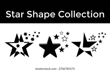 Colección de forma de estrella en blanco y negro: iconos estelares decorativos, contornos geométricos mínimos y Elementos estelares Abstractas modernos para proyectos de diseño creativo. Diseño Creative Star 