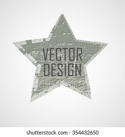 Star Shape with Colorful, Distressed Texture. Can be used like Invitation, Banner Design or Gift Card. Vector Illustration. 