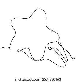 Star Shape Continuous One Line. Outer Space in Line Art. Isolated white Background