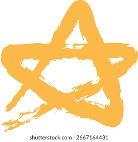 A star shape created with bold brush strokes in a rough texture. The star's uneven edges give it a dynamic and artistic appearance. Cartoon vector illustration.