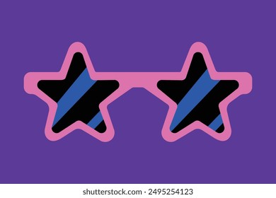 Star shape frame sunglasses for retro illustration