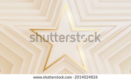 Star shape golden line on luxury canvas scene sparkle, award nomination background concept in pastel cream color, vector illustration about modern template sweet and smoot feeling design.