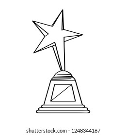 Star shape golden trophy icon. Vector illustration design