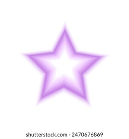 Star shape in holographic blurry style. Trendy y2k sticker with gradient aura effect in purple pastel color isolated on white background. Vector illustration.
