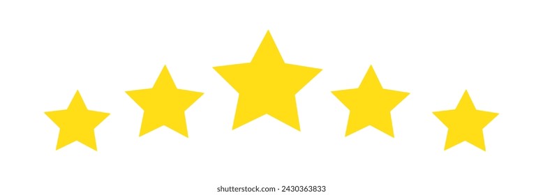 Star shape. Star icon. 5 Five Stars customer product rating review flat icon for apps and websites. Yellow star Rating symbol vector.