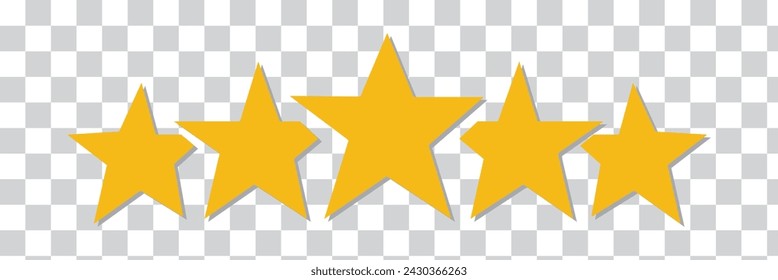 Star shape. Star icon. 5 Five Stars customer product rating review flat icon for apps and websites. Yellow star Rating symbol vector, eps10