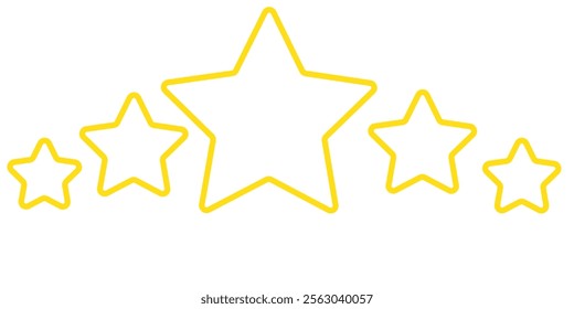 Star shape. Star icon. 5 Five Stars customer product rating review flat icon for apps and websites. Yellow star Rating symbol vector.