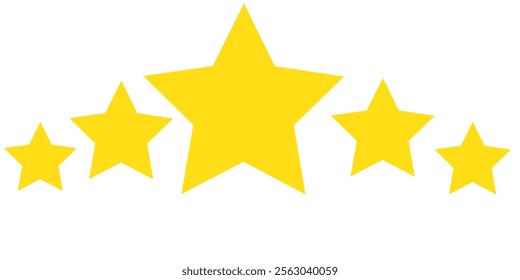 Star shape. Star icon. 5 Five Stars customer product rating review flat icon for apps and websites. Yellow star Rating symbol vector.