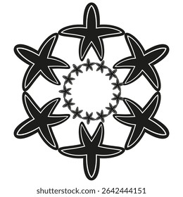 Star shape icon. Circular ornament vector. Five pointed symbol. Repeating star pattern.
