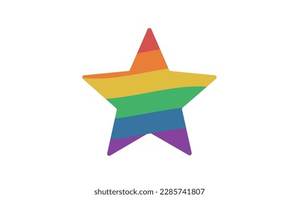 Star shape icon with Rainbow flag symbol. Pride month icon. 