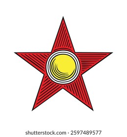 Star shape icon. Red star on white background, vector illustration.