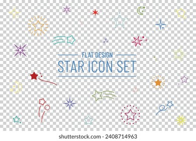 Star Shape Icon Set - Different Vector Illustrations Isolated On Transparent Background
