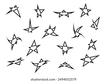Icono y símbolo de forma de estrella, centellear, brillar. Elementos geométricos modernos